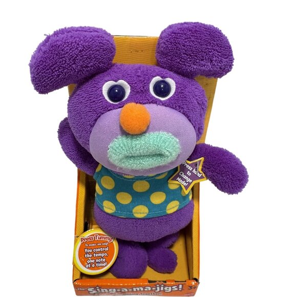 Mattel Sing-A-Ma-Jigs Dark Purple Polka Dot Plush Sings Clementine 2010 NEW - Picture 2 of 4